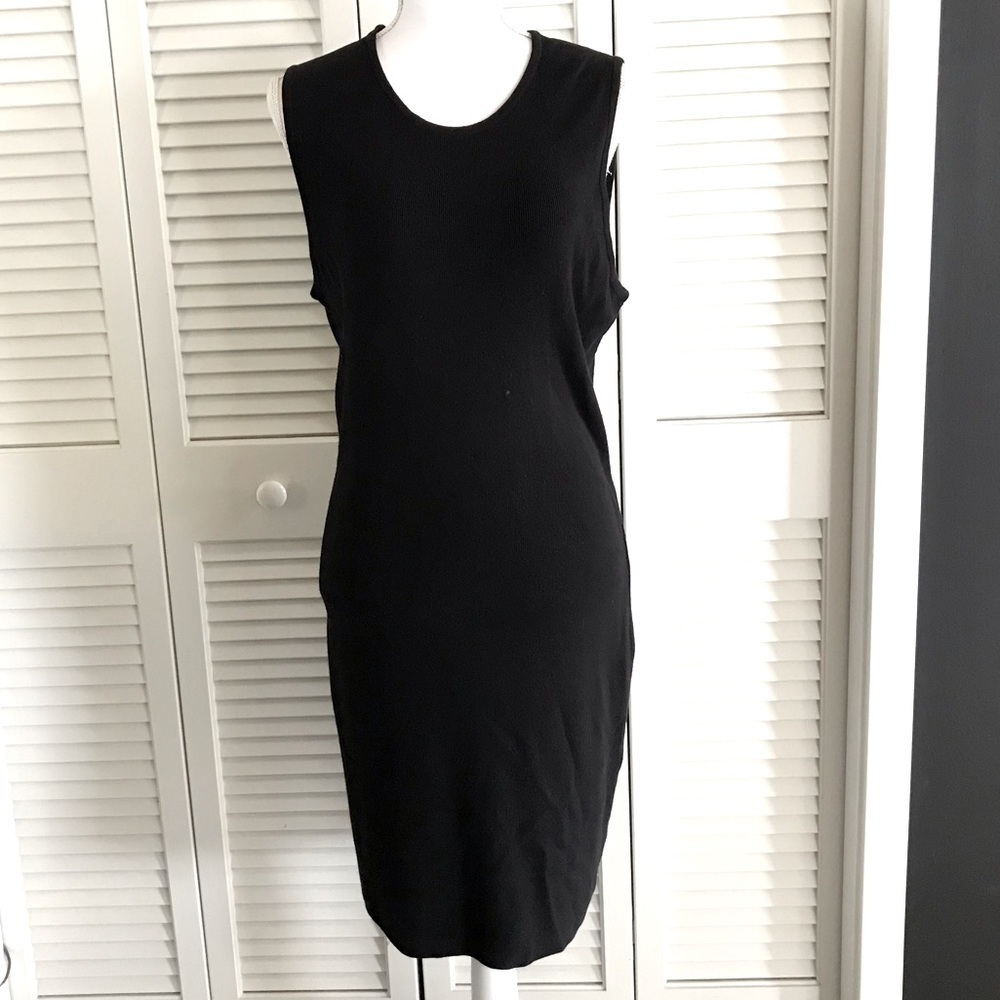 Banana Republic Sleeveless Sweater Dress Women’s Black Crewneck Stretch Size L